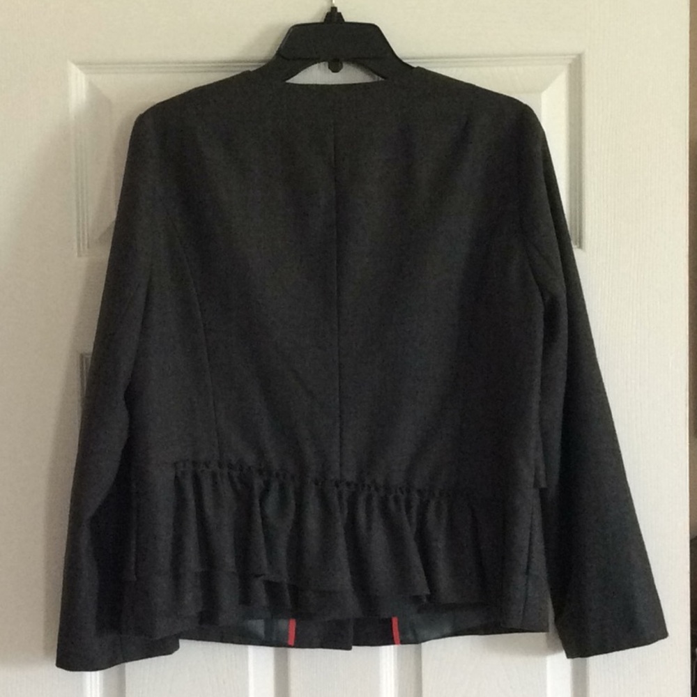 JCrew Grey Wool Ruffle Button Front Blazer - Picture 4 of 7